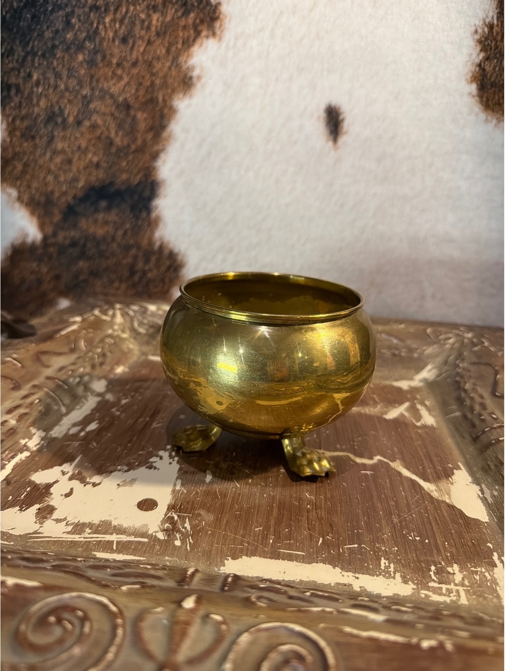 Vintage Brass Footed Bowl with Claw Feet